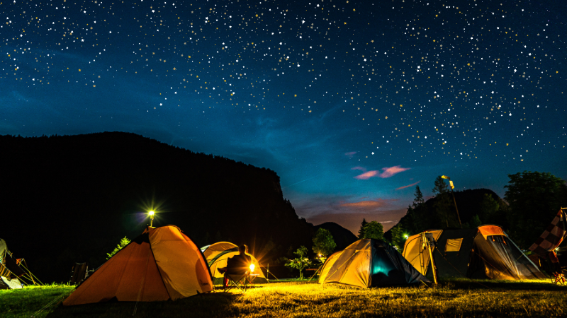 camping in the night